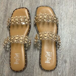 Slip on studded sandalss